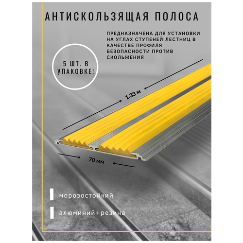 Плинтусы и пороги Алюминиевая полоса-порог с 2 резиновыми вставками, цвет вста