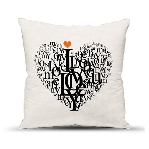 Подушка декоративная с фотопечатью, смесовая ткань; Сердце; 
