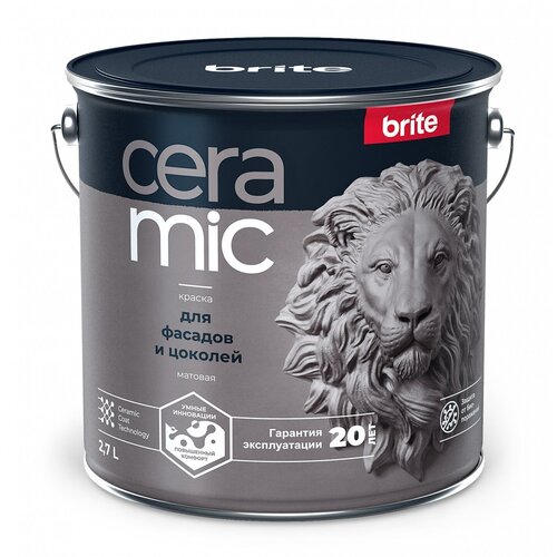 Краска акриловая brite Ceramic для фасадов и цоколей матовая белый 9
