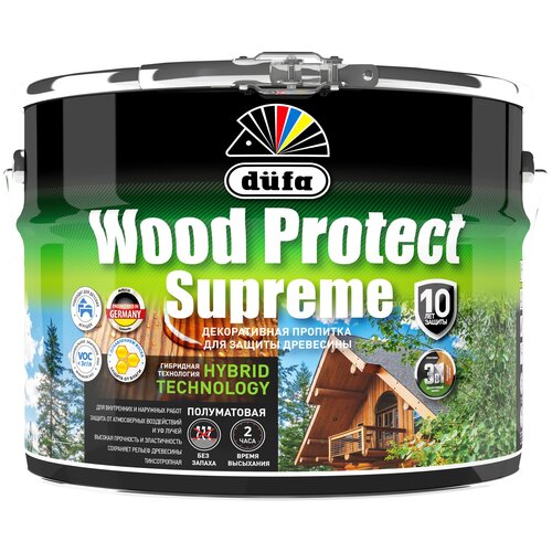 Декоративная высокопрочная пропитка по дереву Dufa Wood Protect Supreme (9л)