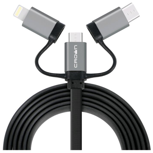 Кабель Crown USB - microUSB/USB Type-C/Lightning CMCU-3182