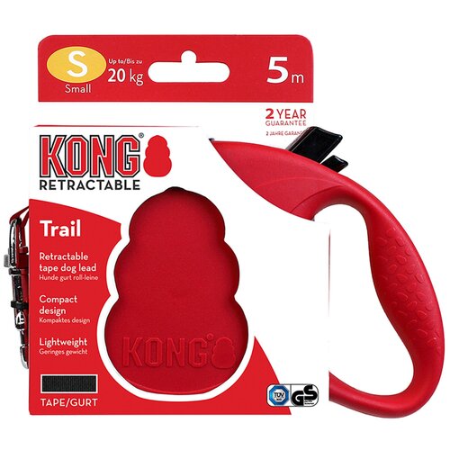 Поводок-рулетка KONG Trail S (до 20 кг) лента 5 метров, крас