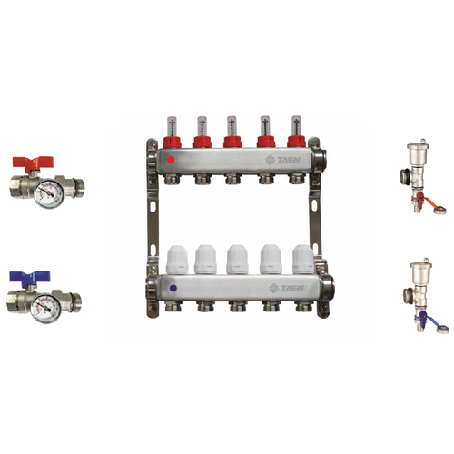 Коллекторная группа TAEN 1*3/4* 5 вых. с расходамерами И регулир. клапанами