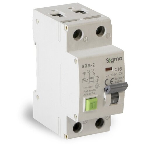 Дифференциальный автомат AC 2P 30mA 6kA 6A SIGMA ELEKTRIK