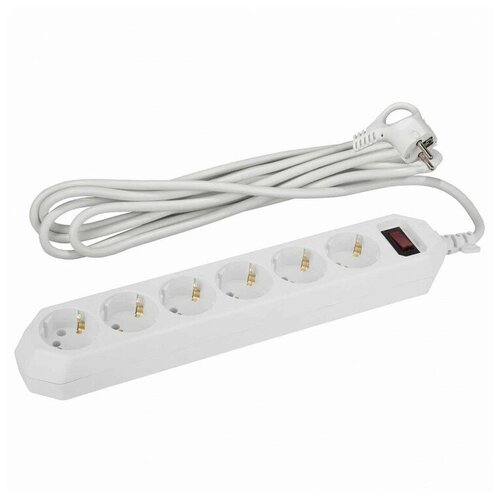 Сетевой фильтр ЭРА 1,5м 6 розеток, белый (USF-6es-1,5m-W-BOX