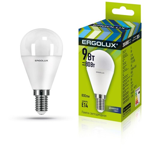 Светодиодная лампочка Ergolux LED-G45-9W-E14-6K