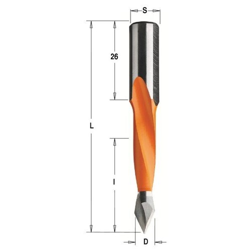 Сверло сквозное 6x35x70 Z=2 S=10x26 LH