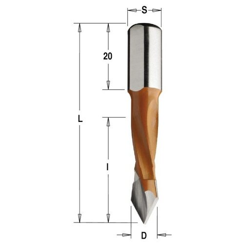 Сверло сквозное 6x40x70 Z=2 S=10x20 LH