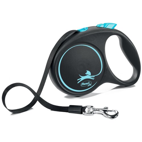 Flexi Black Design M - Рулетка (до 25 кг) 5 м лента черный/синий