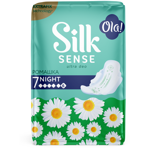 Прокладки и тампоны  Яндекс Маркет Ультратонкие прокладки OLA ! Silk Sense ULTRA NIGHT Ромашка,