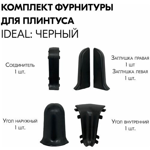 Комплект фурнитуры для плинтуса iDEAL Классик, 5 шт, черный