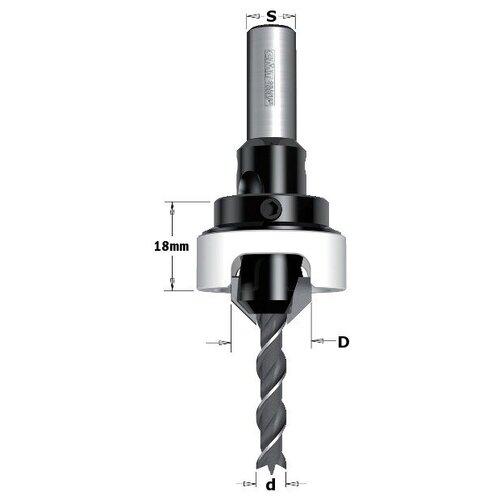 Сверло с зенкером и ограничителем 45°HW Z2 S=8 D=4/12 RH