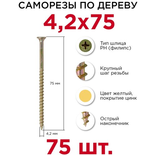 Саморезы по дереву Профикреп 4,2 х 75 мм, 75