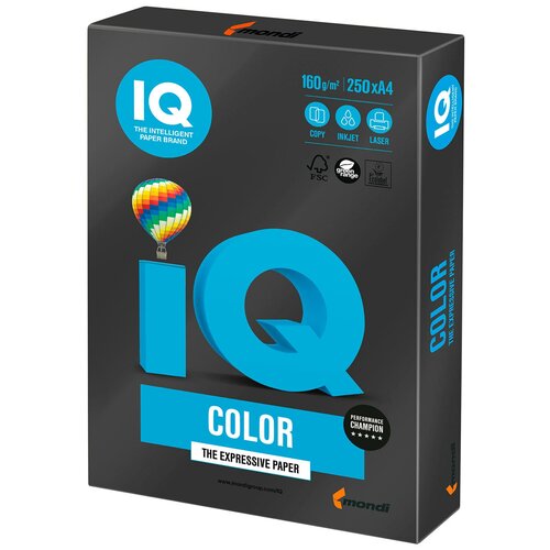 IQ COLOR Бумага цветная IQ color, А4, 160 г/м2, 250 л., инте