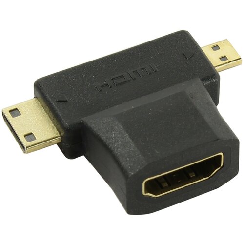 Переходник HDMI(G)-microHDMI-miniHDMI, угловой