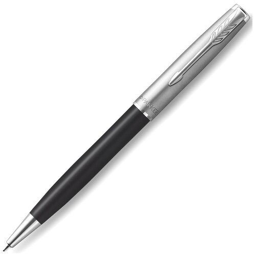 Ручка шариковая Parker «Sonnet Sand Blasted Metal&Black Lacq