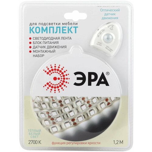 ЭРА Светодиодная лента ЭРА 4,8W/m 30LED/m 2835SMD теплый бел