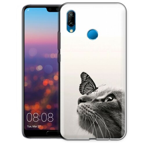 Дизайнерский силиконовый чехол для Хуавей Р20 лайт / Huawei P20 Lite Кот и