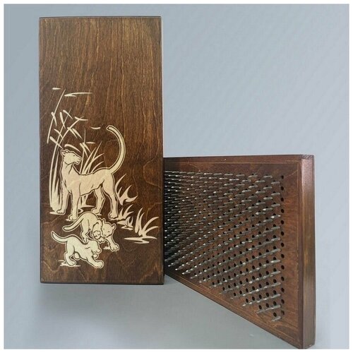 Доска садху с динамическими гвоздями, шаг 10мм, цвет Венге модель животные лев