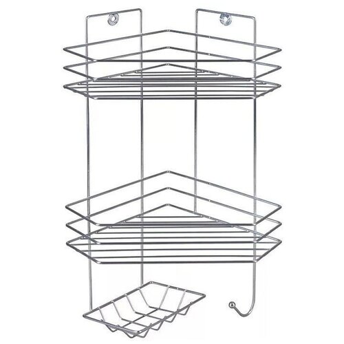 Этажерка настенная Lesnikovo угловая 2-х ярусная трапеция с мыльницей и