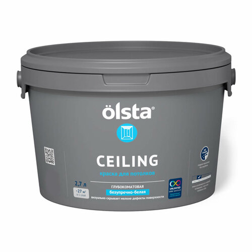 Краска акриловая Olsta Ceiling для детской глубокоматовая белый 2.7 л 4.12