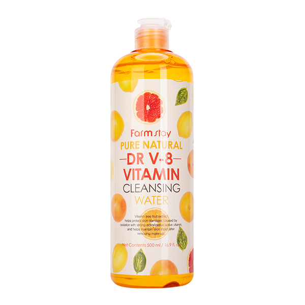 Снятие макияжа  BBcream FarmStay Pure Natural Dr V-8 Vitamin Cleansing Water