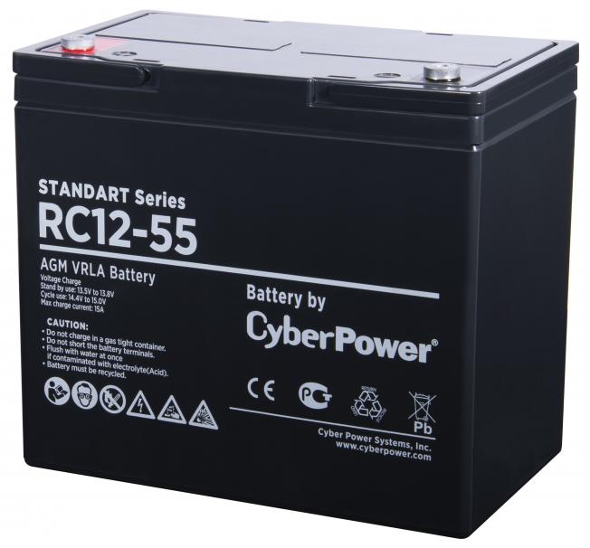 Аккумуляторные батареи  BeCompact Аккумуляторная батарея CyberPower Standart RC 12-55 (12В 55Ач)