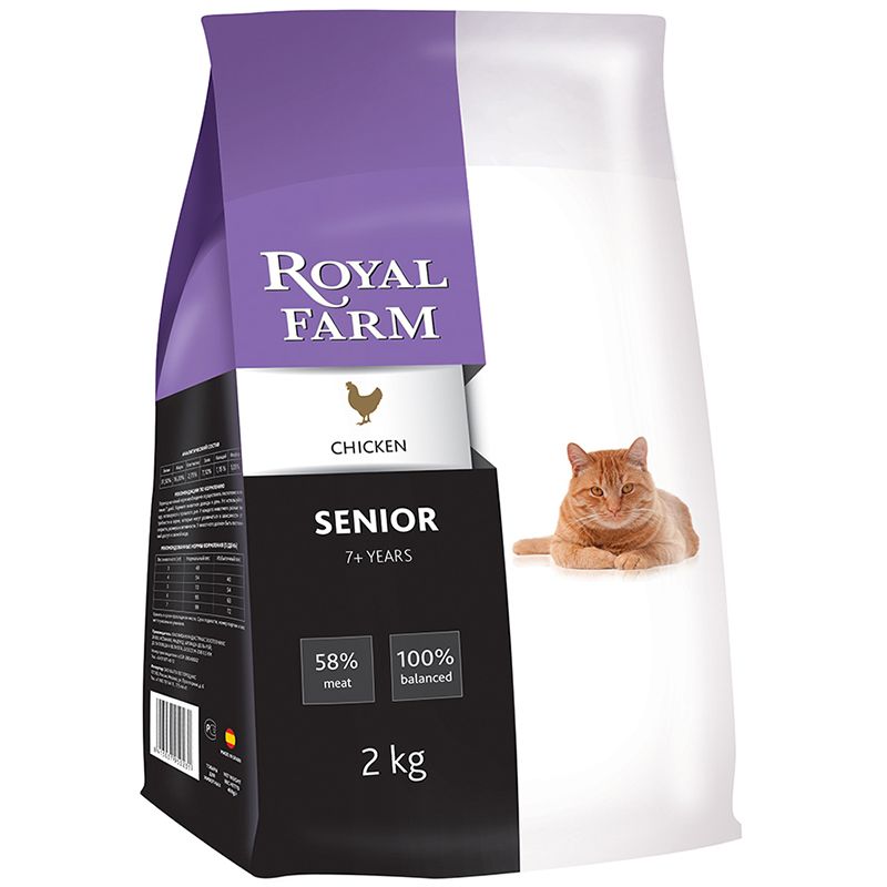 Корм для кошек ROYAL FARM для пожилых, курица сух. 2кг