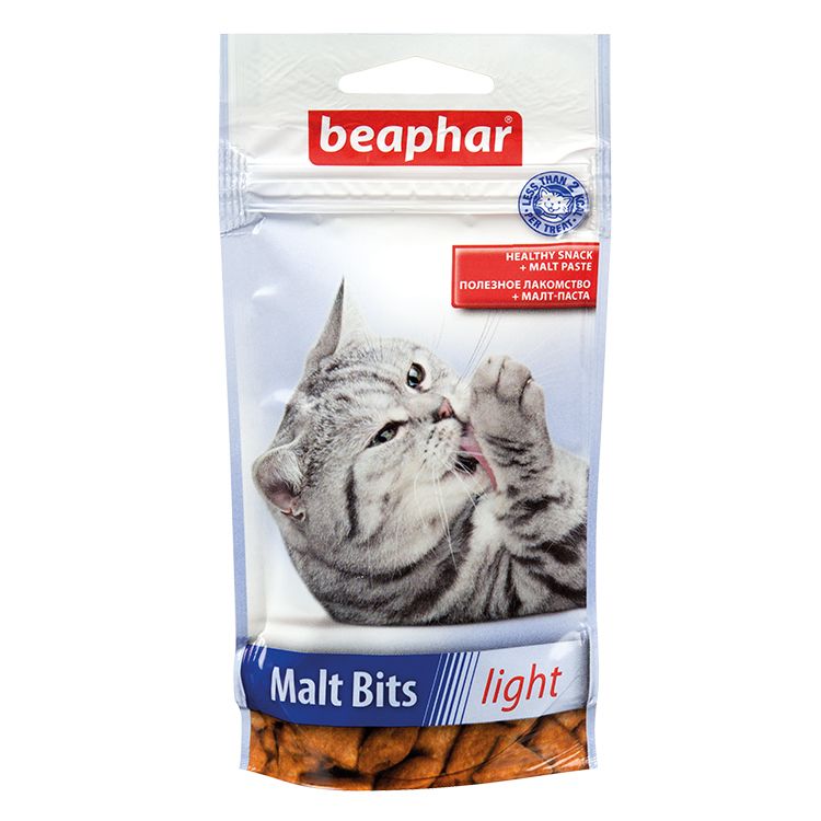   Бетховен Лакомство для кошек Beaphar Подушечки с мальт-пастой Malt-Bits, Light