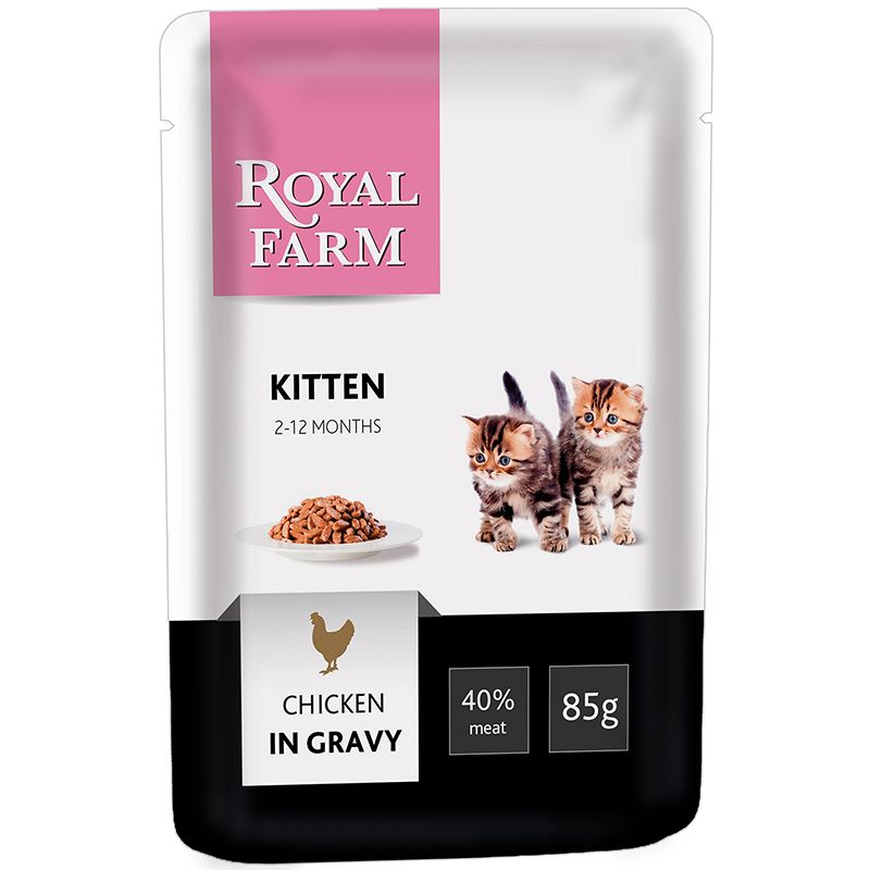 Корм для котят ROYAL FARM курица в соусе конс. пауч 85г