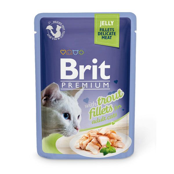 Корм для кошек Brit Premium Cat Jelly Кусочки из филе форели в желе пауч 85г