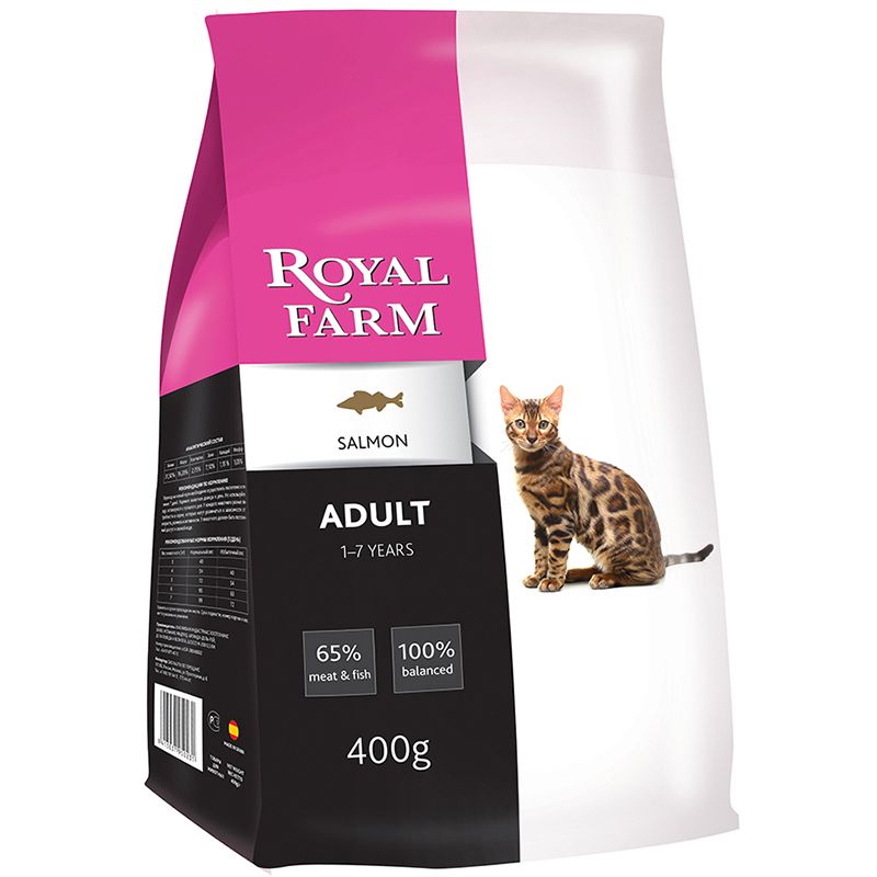 Корм для кошек ROYAL FARM лосось сух. 400г