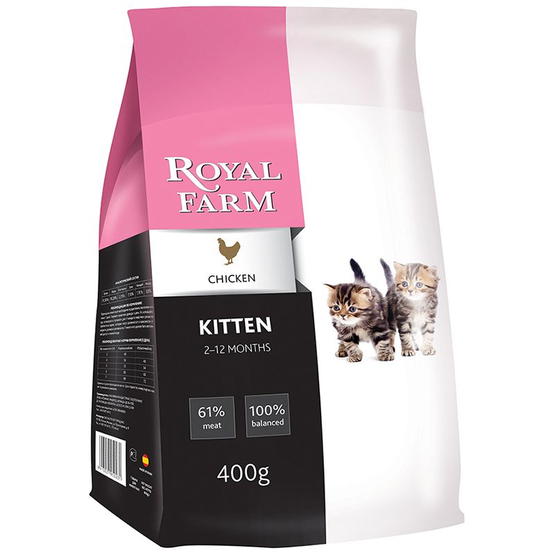 Корм для котят ROYAL FARM курица сух. 400г