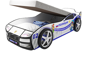Турбо Полиция с подъемным матрасом - кровать-машинка. Серия Турбо с подъемным механизмом