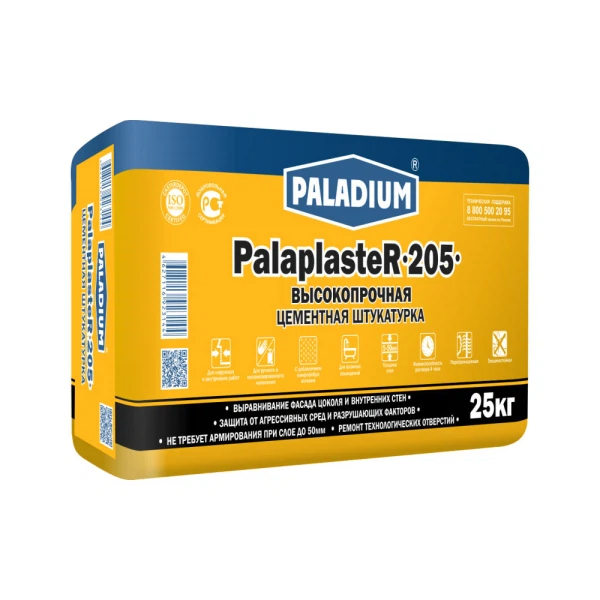   Аксон штукатурка цементная paladium palaplaster-205, 25 кг