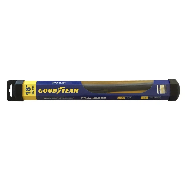 щетка стеклоочитстителя бескаркасная goodyear frameless 18/45см всесезонная, multiclip gy000418