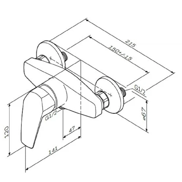 cмеситель для душа однорычажный am.pm gem f9020000