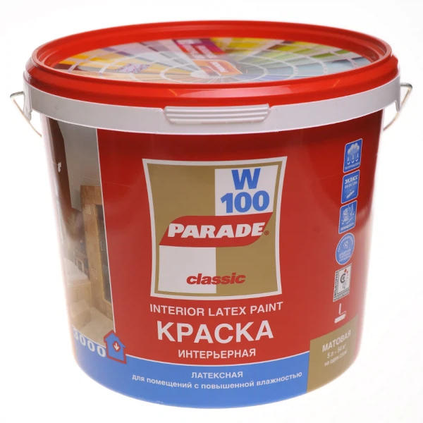 краска parade w100 влажные помещения  база a белая мат 9л