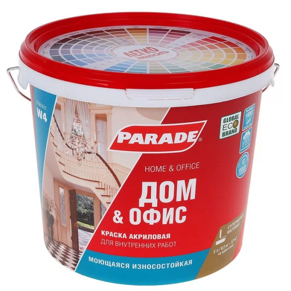 краска parade  w4 дом & офис база a белая мат 5л