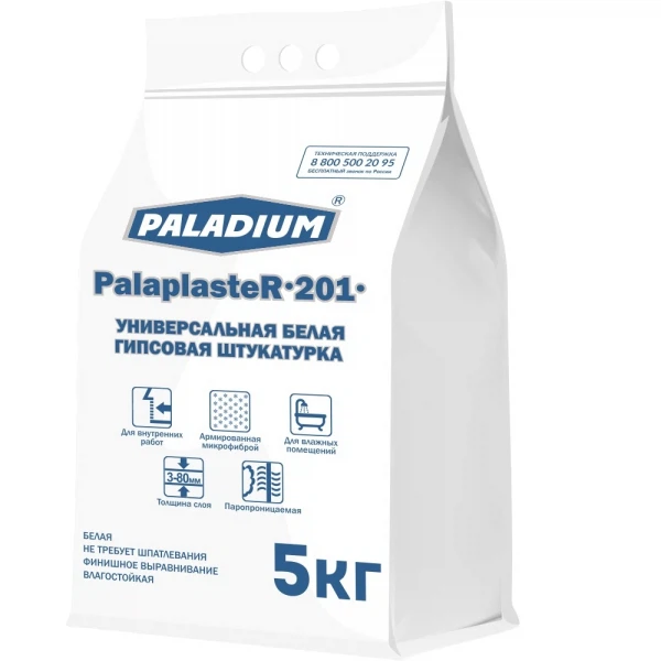   Аксон штукатурка гипсовая белая paladium palaplaster-201, 5 кг