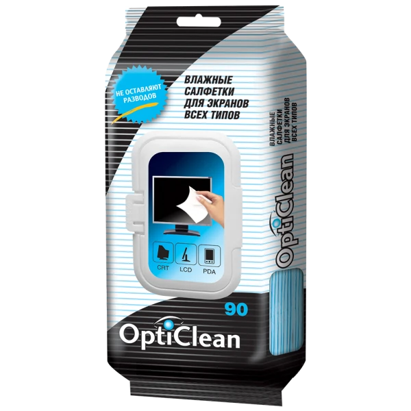  салфетки влажные opti clean 90шт для экранов всех типов