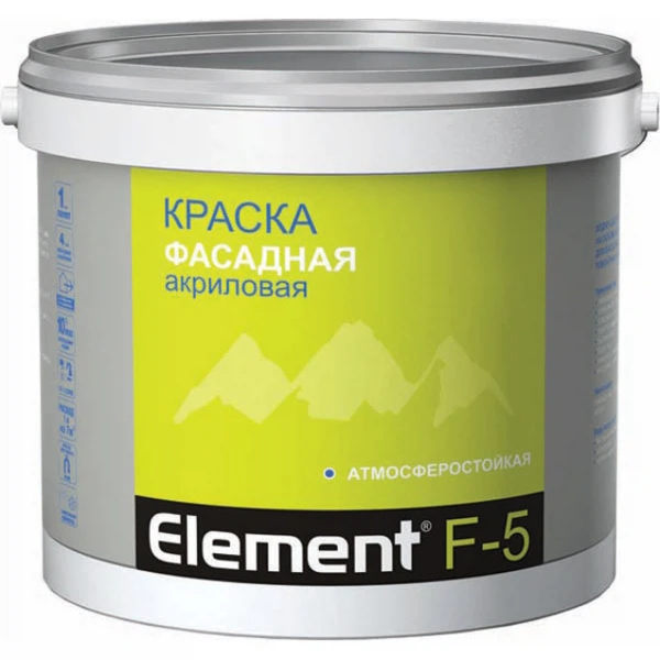 Фасадные краски  Аксон краска element f-5 акриловая фасадная белая 5л