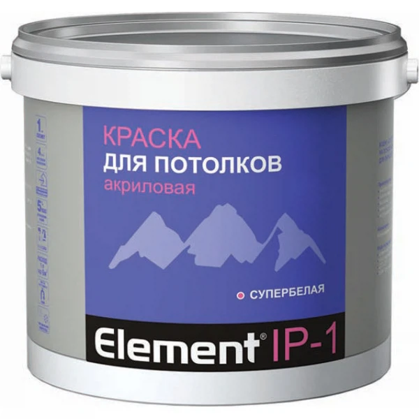 Краски для потолков  Аксон краска element ip-1 акриловая для потолков супербелая 2л