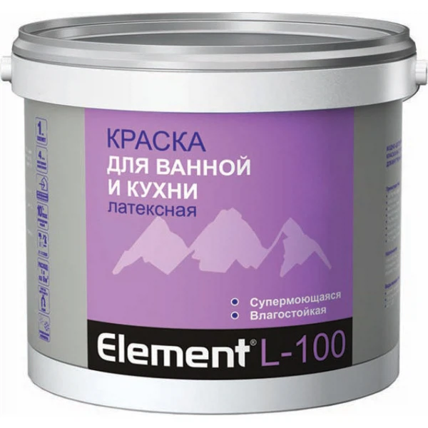 Краски для стен  Аксон краска element l-100 латексная для ванной и кухни белая 10л