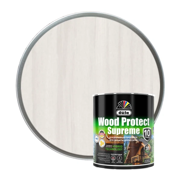 dufa пропитка wood protect supreme, белая   0,75л