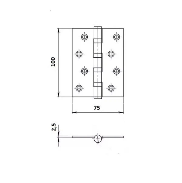 петля универсальная palladium 100х75х2,5 мм рb латунь
