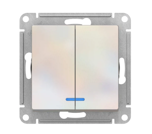 выключатель (жемчуг, 2 клавиши, с подсветкой) schneider electric atlasdesign atn000453