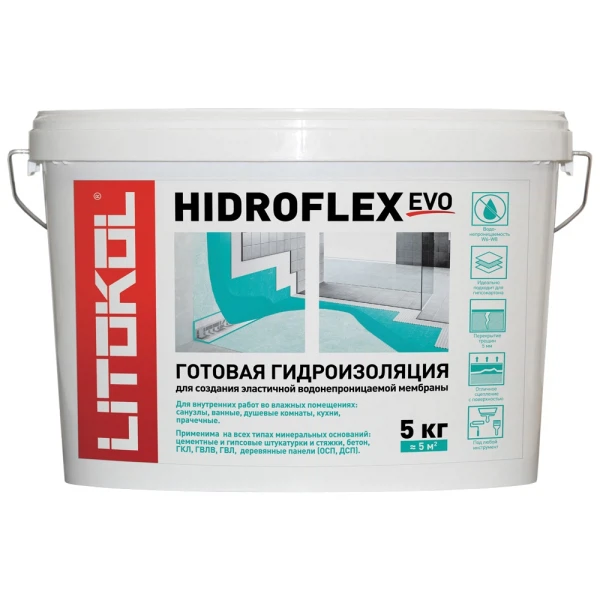 готовая гидроизоляция litokol hidroflex, 5 кг