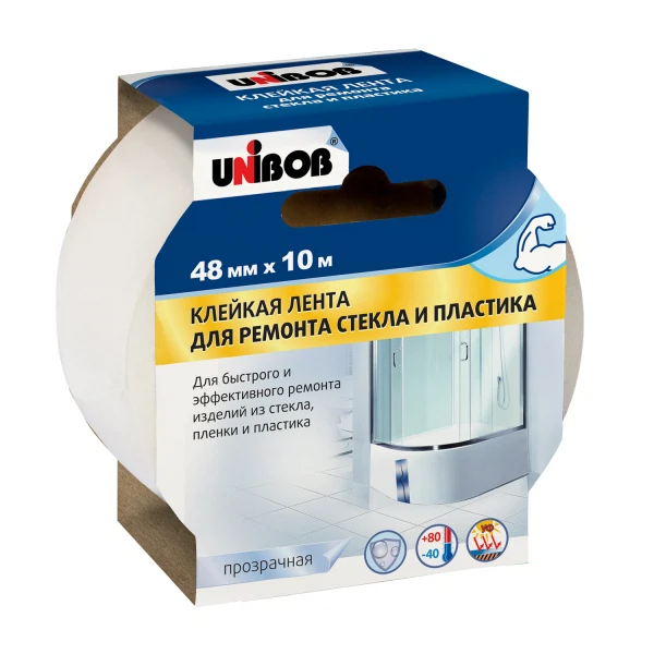 лента невидимая клейкая unibob д/сращивания стекла и пластика 48мм х 10м,75910