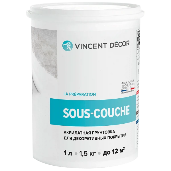 грунтовка vincent sous couche для декоративных покрытий 1л